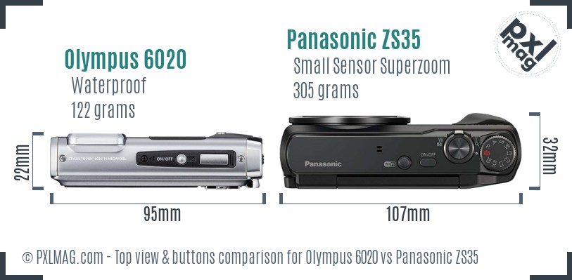 Olympus 6020 vs Panasonic ZS35 top view buttons comparison