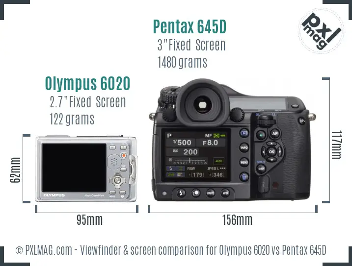 Olympus 6020 vs Pentax 645D Screen and Viewfinder comparison