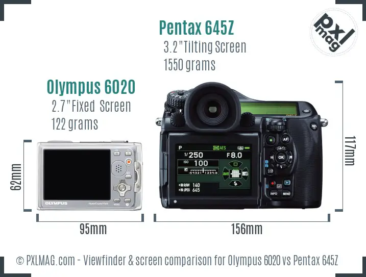 Olympus 6020 vs Pentax 645Z Screen and Viewfinder comparison