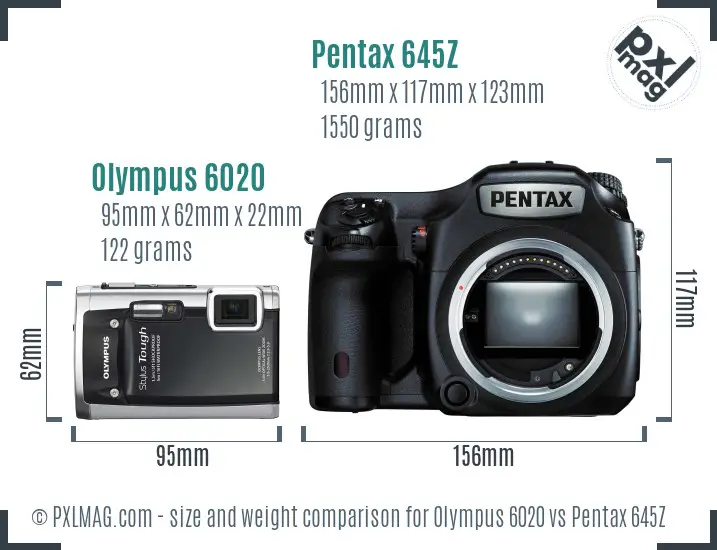 Olympus 6020 vs Pentax 645Z size comparison