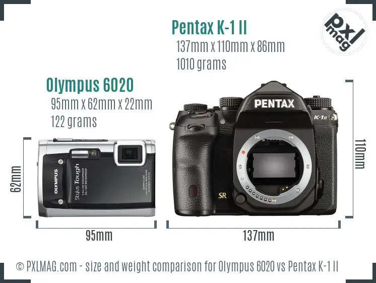 Olympus 6020 vs Pentax K-1 II size comparison