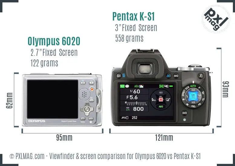 Olympus 6020 vs Pentax K-S1 Screen and Viewfinder comparison