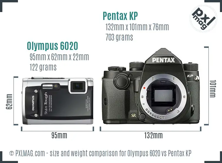 Olympus 6020 vs Pentax KP size comparison