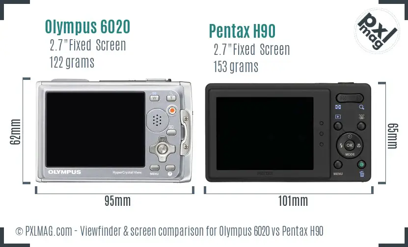 Olympus 6020 vs Pentax H90 Screen and Viewfinder comparison Olympus 6020 vs Pentax H90 Screen and Viewfinder comparison
