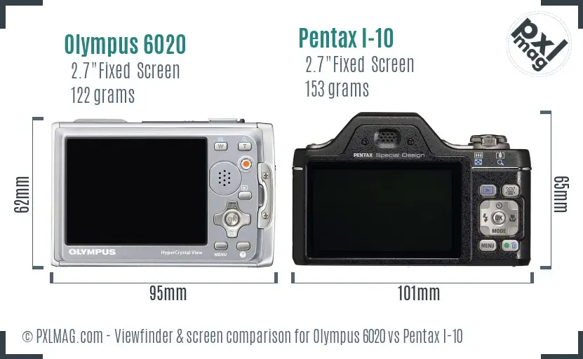 Olympus 6020 vs Pentax I-10 Screen and Viewfinder comparison