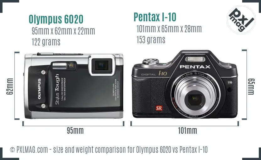 Olympus 6020 vs Pentax I-10 size comparison