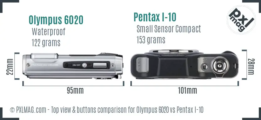Olympus 6020 vs Pentax I-10 top view buttons comparison
