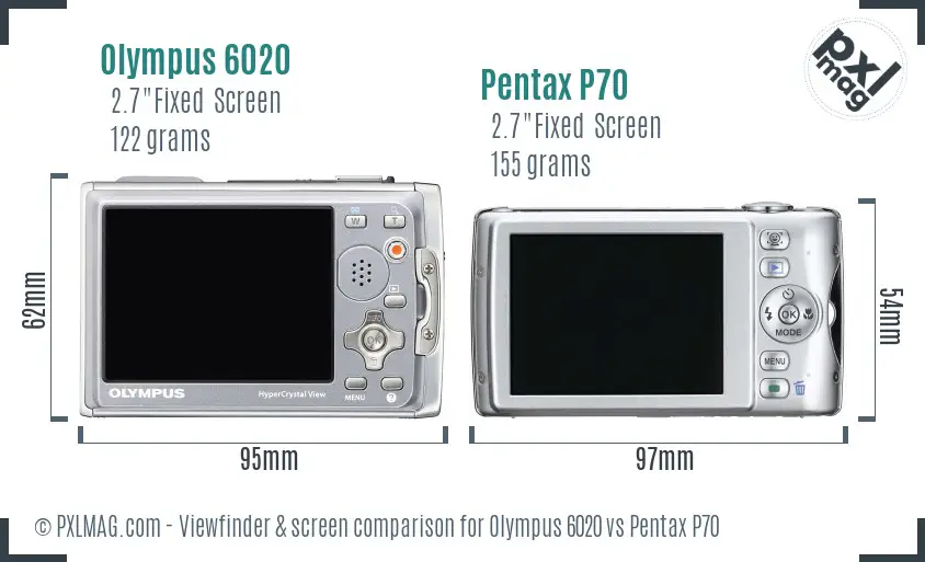 Olympus 6020 vs Pentax P70 Screen and Viewfinder comparison