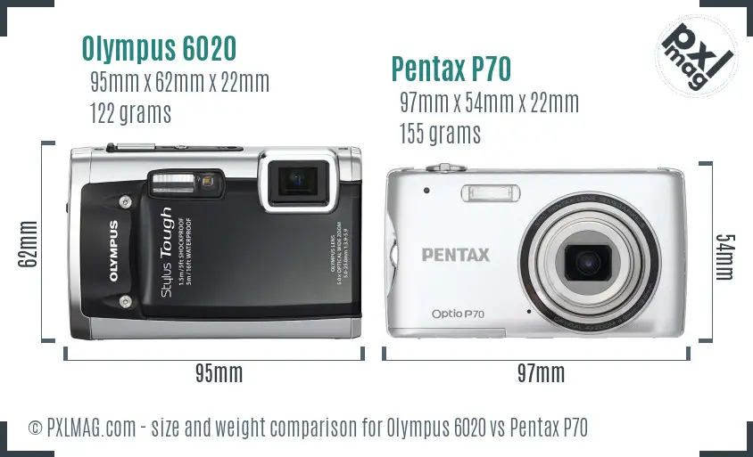 Olympus 6020 vs Pentax P70 size comparison