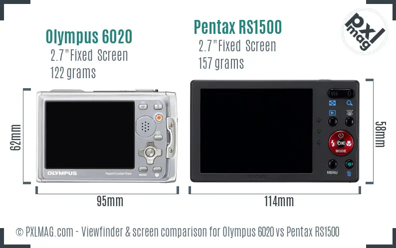 Olympus 6020 vs Pentax RS1500 Screen and Viewfinder comparison