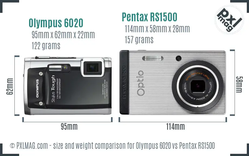 Olympus 6020 vs Pentax RS1500 size comparison