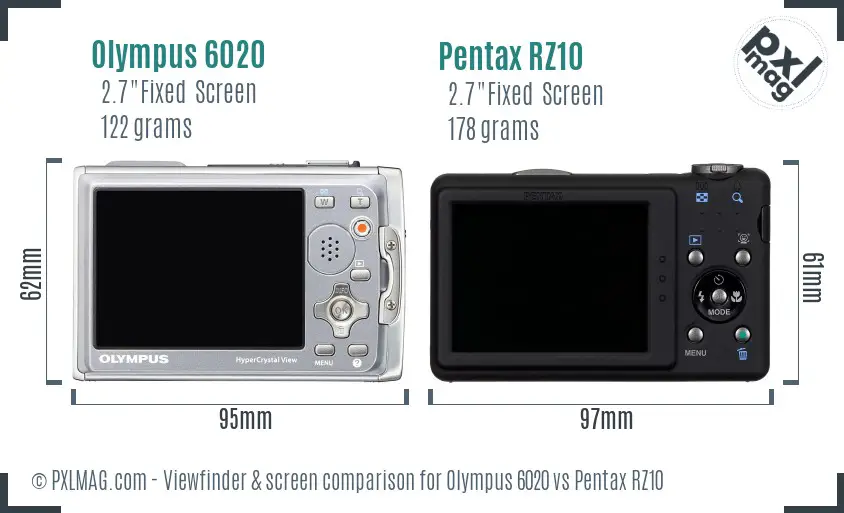Olympus 6020 vs Pentax RZ10 Screen and Viewfinder comparison