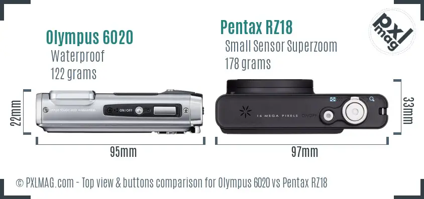 Olympus 6020 vs Pentax RZ18 top view buttons comparison