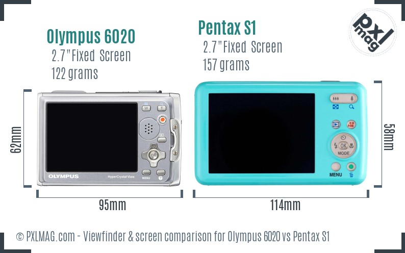 Olympus 6020 vs Pentax S1 Screen and Viewfinder comparison