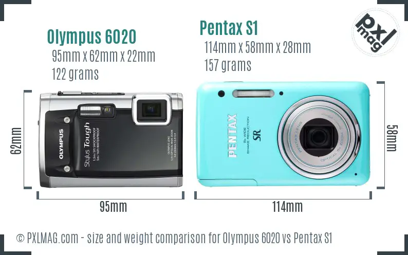 Olympus 6020 vs Pentax S1 size comparison