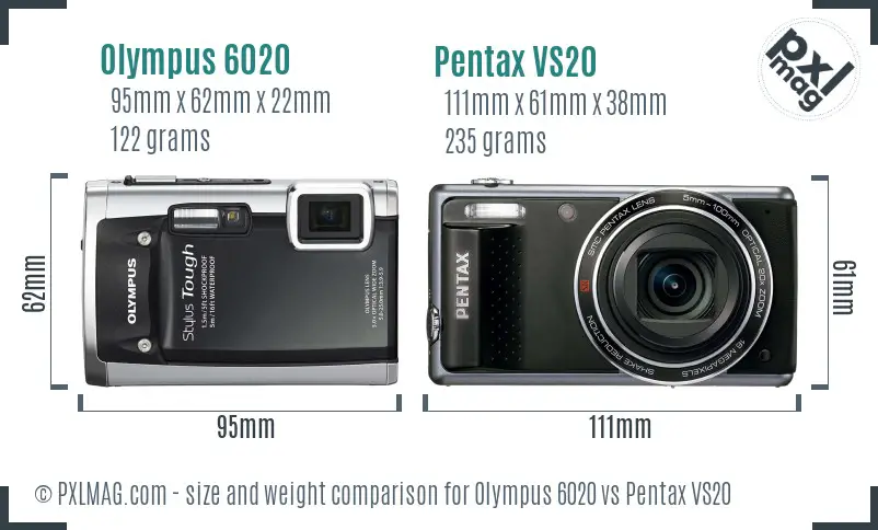 Olympus 6020 vs Pentax VS20 size comparison