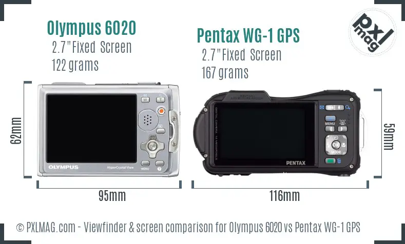 Olympus 6020 vs Pentax WG-1 GPS Screen and Viewfinder comparison