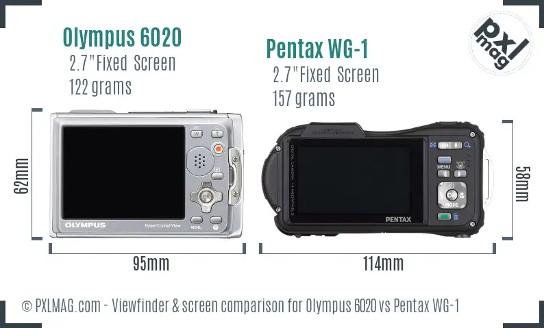 Olympus 6020 vs Pentax WG-1 Screen and Viewfinder comparison