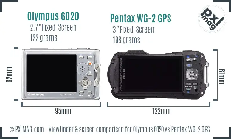 Olympus 6020 vs Pentax WG-2 GPS Screen and Viewfinder comparison
