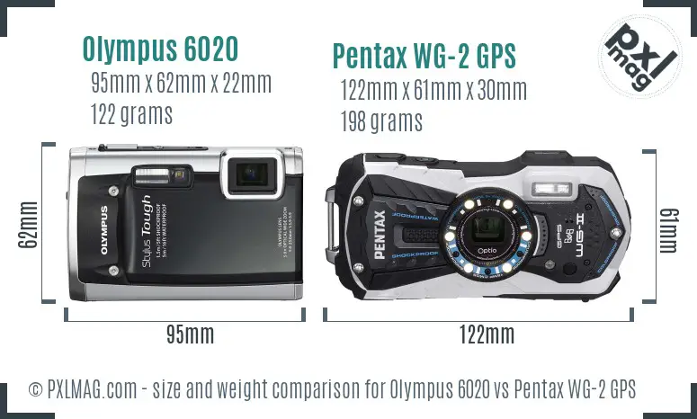 Olympus 6020 vs Pentax WG-2 GPS size comparison