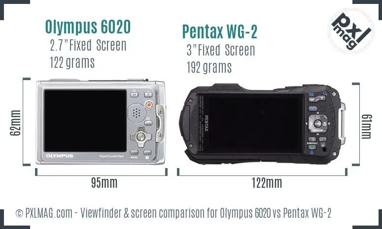 Olympus 6020 vs Pentax WG-2 Screen and Viewfinder comparison