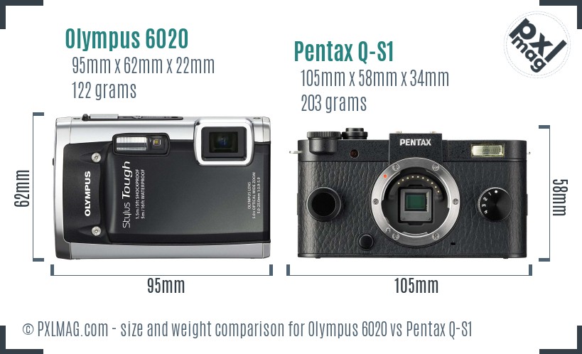 Olympus 6020 vs Pentax Q-S1 size comparison