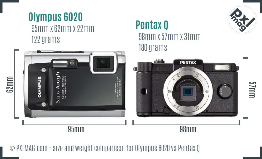 Olympus 6020 vs Pentax Q size comparison