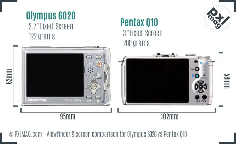 Olympus 6020 vs Pentax Q10 Screen and Viewfinder comparison