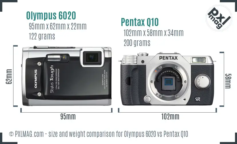 Olympus 6020 vs Pentax Q10 size comparison