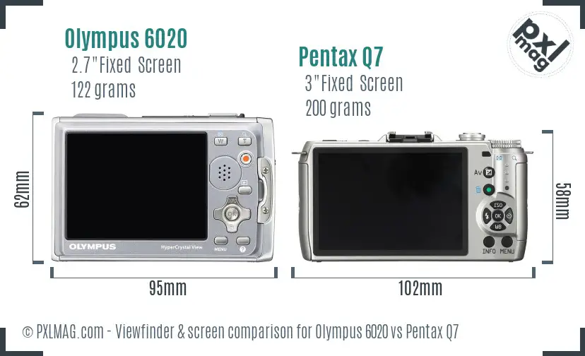 Olympus 6020 vs Pentax Q7 Screen and Viewfinder comparison