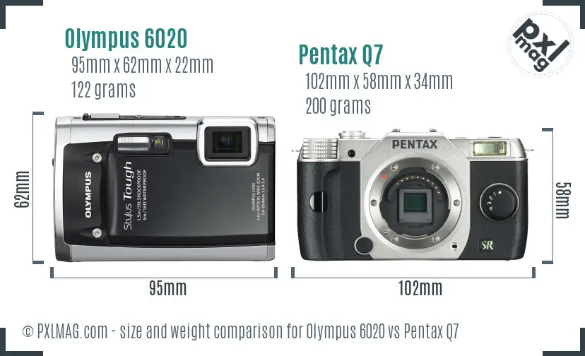 Olympus 6020 vs Pentax Q7 size comparison