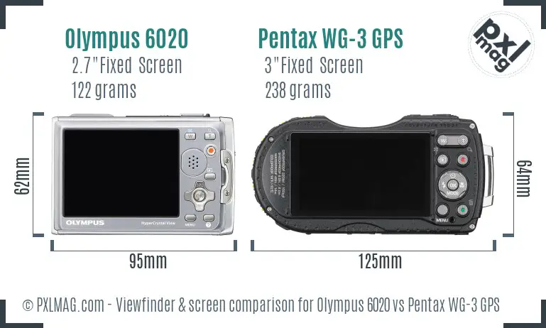 Olympus 6020 vs Pentax WG-3 GPS Screen and Viewfinder comparison Olympus 6020 vs Pentax WG-3 GPS Screen and Viewfinder comparison
