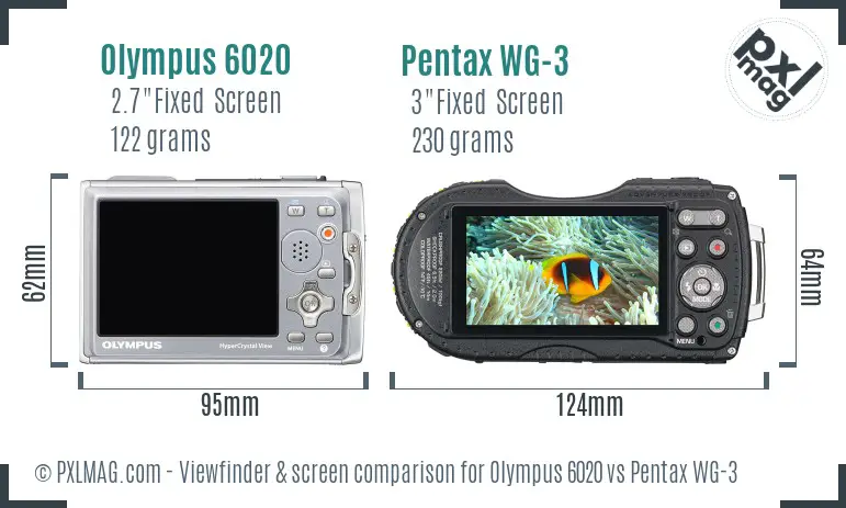 Olympus 6020 vs Pentax WG-3 Screen and Viewfinder comparison