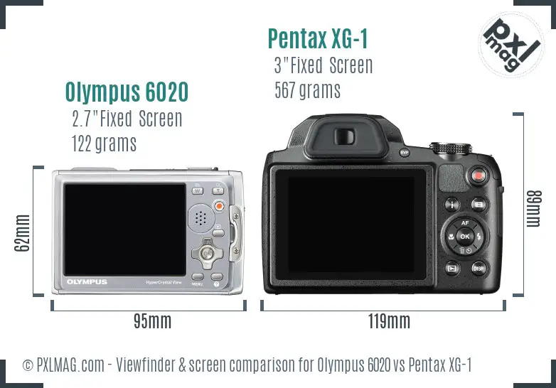 Olympus 6020 vs Pentax XG-1 Screen and Viewfinder comparison