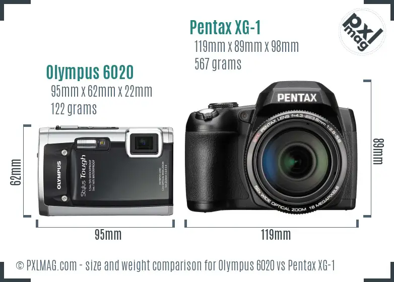 Olympus 6020 vs Pentax XG-1 size comparison