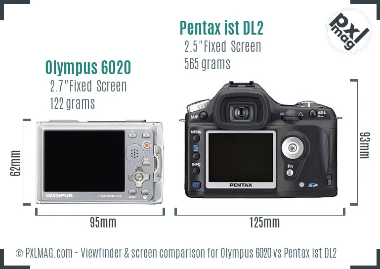 Olympus 6020 vs Pentax ist DL2 Screen and Viewfinder comparison