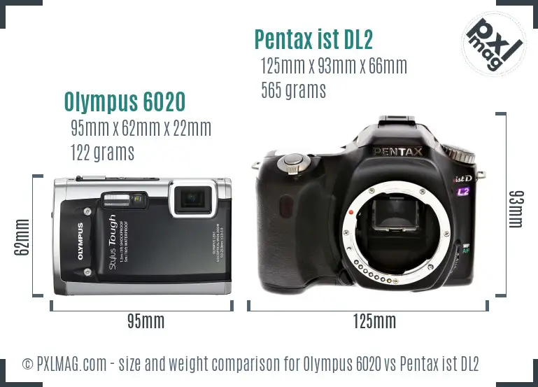 Olympus 6020 vs Pentax ist DL2 size comparison