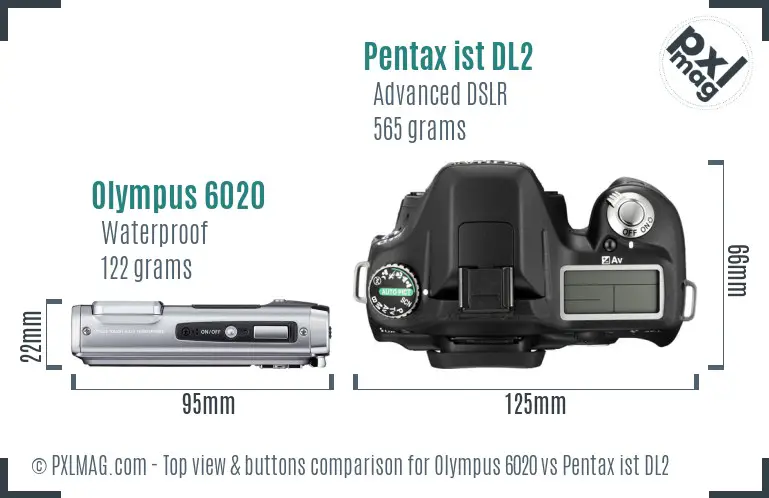 Olympus 6020 vs Pentax ist DL2 top view buttons comparison