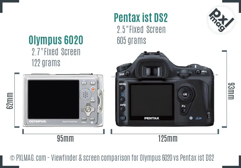 Olympus 6020 vs Pentax ist DS2 Screen and Viewfinder comparison