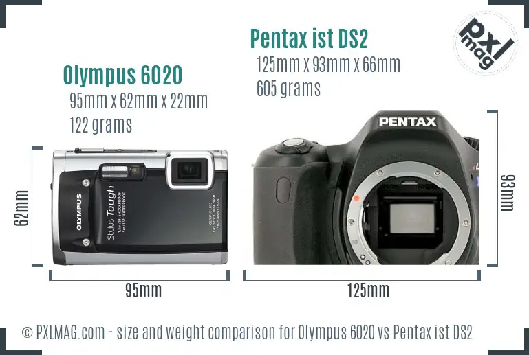 Olympus 6020 vs Pentax ist DS2 size comparison