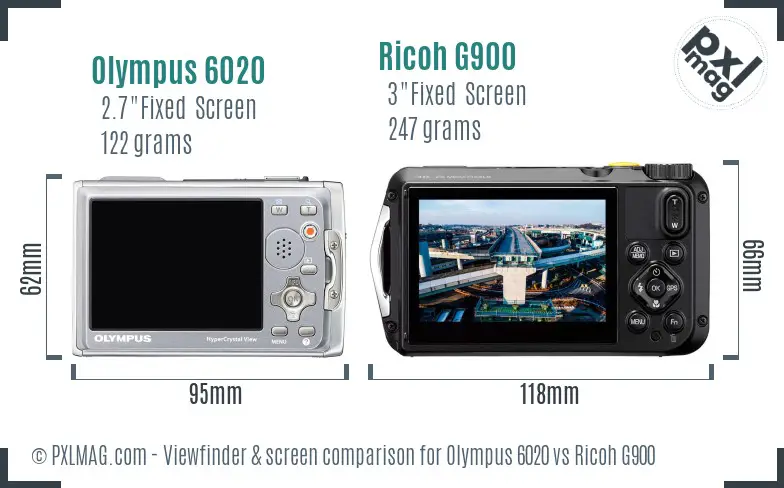Olympus 6020 vs Ricoh G900 Screen and Viewfinder comparison