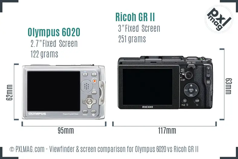 Olympus 6020 vs Ricoh GR II Screen and Viewfinder comparison