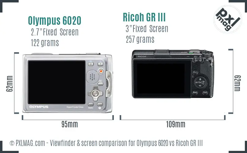 Olympus 6020 vs Ricoh GR III Screen and Viewfinder comparison Olympus 6020 vs Ricoh GR III Screen and Viewfinder comparison