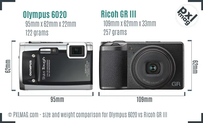 Olympus 6020 vs Ricoh GR III size comparison Olympus 6020 vs Ricoh GR III size comparison