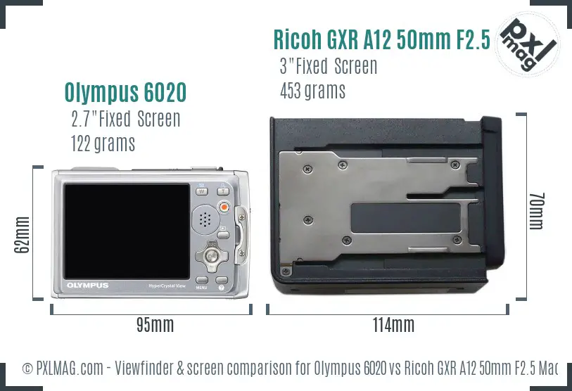 Olympus 6020 vs Ricoh GXR A12 50mm F2.5 Macro Screen and Viewfinder comparison