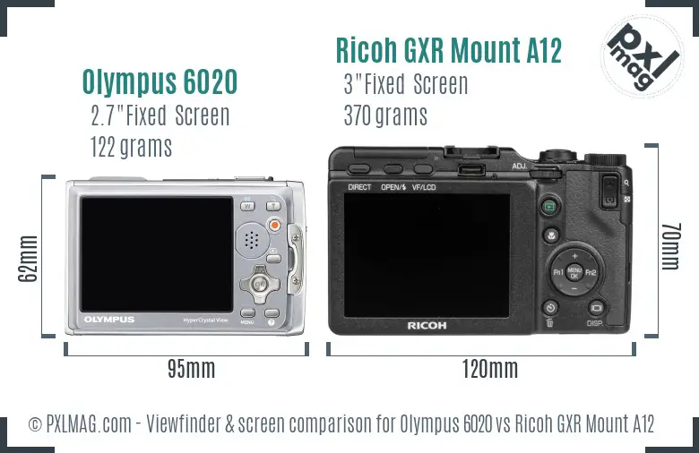 Olympus 6020 vs Ricoh GXR Mount A12 Screen and Viewfinder comparison Olympus 6020 vs Ricoh GXR Mount A12 Screen and Viewfinder comparison