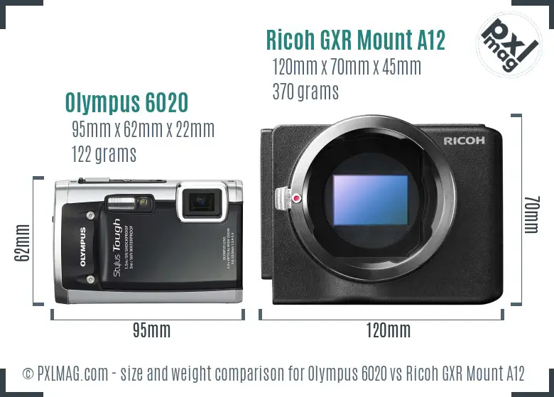 Olympus 6020 vs Ricoh GXR Mount A12 size comparison Olympus 6020 vs Ricoh GXR Mount A12 size comparison