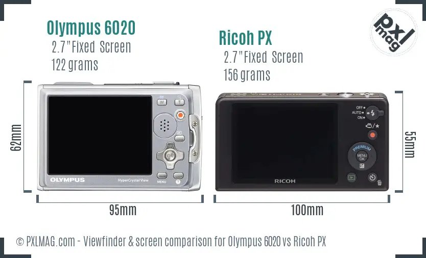 Olympus 6020 vs Ricoh PX Screen and Viewfinder comparison