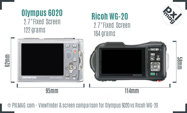Olympus 6020 vs Ricoh WG-20 Screen and Viewfinder comparison
