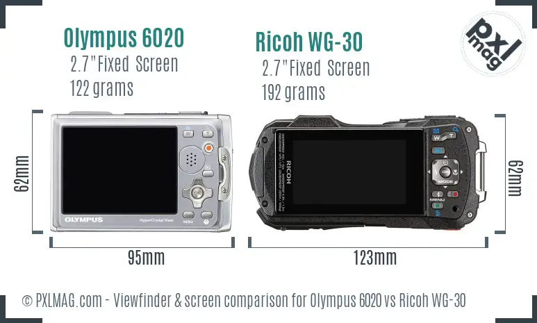 Olympus 6020 vs Ricoh WG-30 Screen and Viewfinder comparison